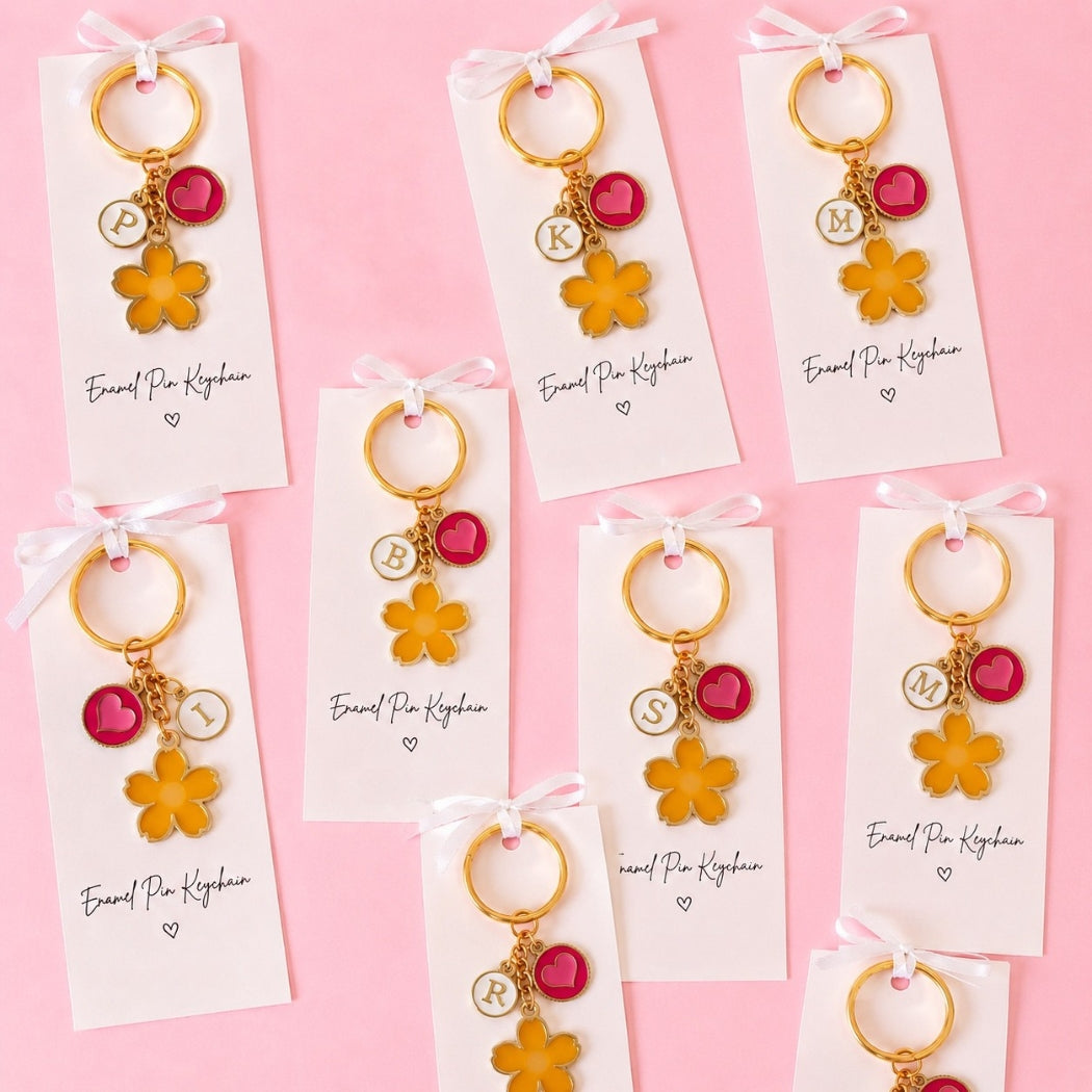 Personalised Floral Initial Keychain | Rakhi Keepsake Gift