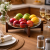 Glass Fruit Bowl with Wooden Stand