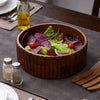 Round Ribbed Wooden Bowl