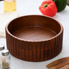 Round Ribbed Wooden Bowl