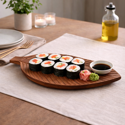 Carved Wooden Leaf Platter