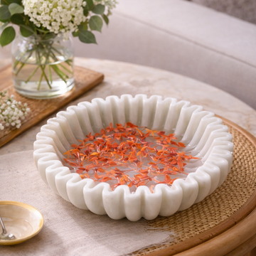 Marble Ruffle Urli - 9 inches