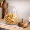 Pear Shaped Glass Storage Jars with Wooden Lid - Set of 2