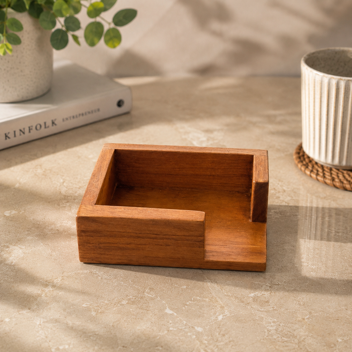 Teak Wood Card Holder