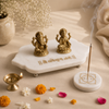 Shree Ganesha Namah Marble Chowki with Dhoop Stand