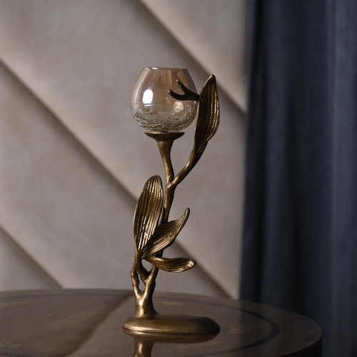Luxe Leaf Gold Candle Holder