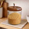 Apple Shaped Glass Storage Jars with Wooden Lid - Set of 2