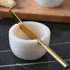 Marble Bowls with Brass Knife - Set of 2