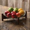Glass Fruit Bowl with Wooden Stand