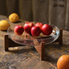 Glass Fruit Bowl with Wooden Stand