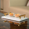 Handcrafted Marble Tray with Brass Handles
