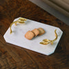 White Marble Tray with Floral Handles