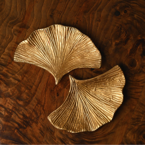 Gingko Leaf Brass Platter - Set of 2
