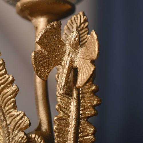Fern & Dragonfly Gold Candle Holder