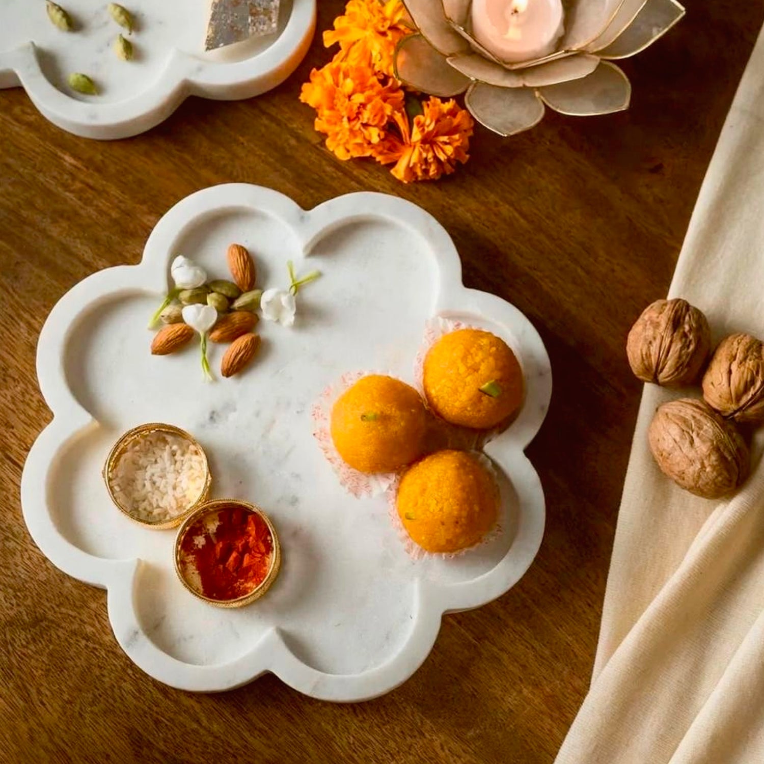 Marble Flower Platter