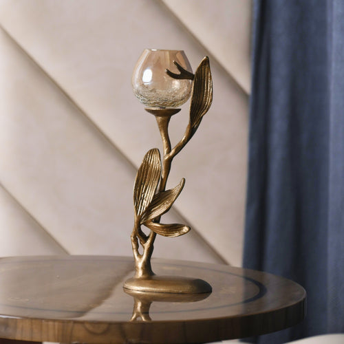 Luxe Leaf Gold Candle Holder