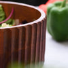 Round Ribbed Wooden Bowl