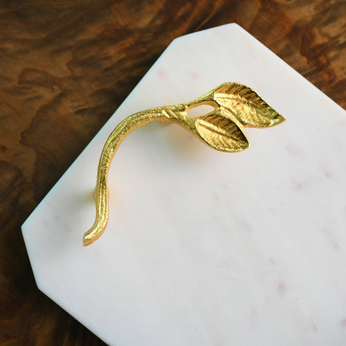 White Marble Tray with Floral Handles