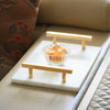 Handcrafted Marble Tray with Brass Handles