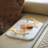 White Marble Tray with Floral Handles
