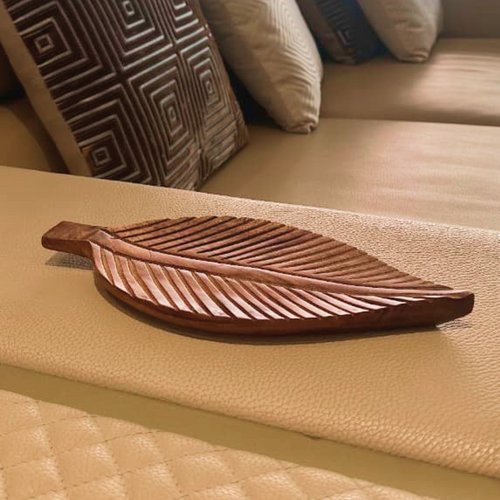 Carved Wooden Leaf Platter