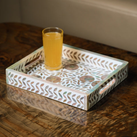 Ivory Bloom Serving Tray