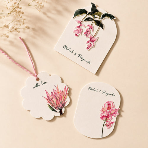 Blushing Blooms Personalised Gift Tag Box - Set of 30