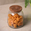 Glass Storage Jar with Engraved Wooden Lid - Set of 2