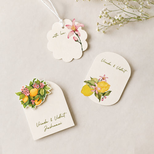 Lemon Blossom Personalised Tag Box - Set of 30