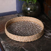 Floral Inlay Wooden Serving Tray – Round