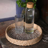 Floral Inlay Wooden Serving Tray – Round
