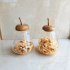 Pear Shaped Glass Storage Jars with Wooden Lid - Set of 2