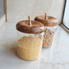 Apple Shaped Glass Storage Jars with Wooden Lid - Set of 2