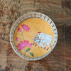 Elegant Lotus Enamel & Metal Decor Tray -  8 inch