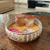 Elegant Lotus Enamel & Metal Decor Tray -  8 inch
